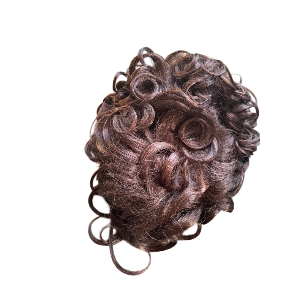 Venicelon of Italy Mahogany‎ Brown Curly Hairpiece Synthetic Wig Topper Korea